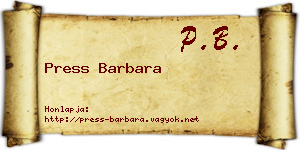 Press Barbara névjegykártya